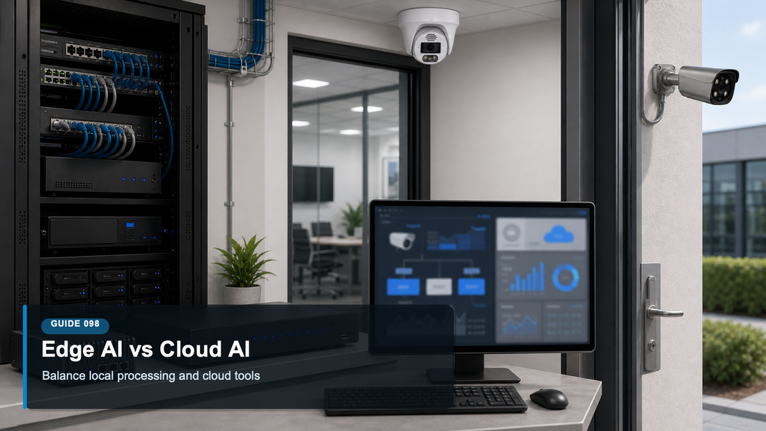 QuarkView edge AI versus cloud AI security camera system comparison with local NVR and cloud workflow