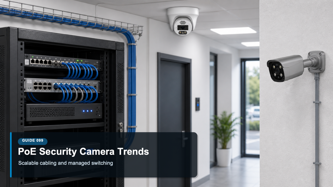QuarkView future PoE security camera system planning with switches cameras NVR and analytics dashboard