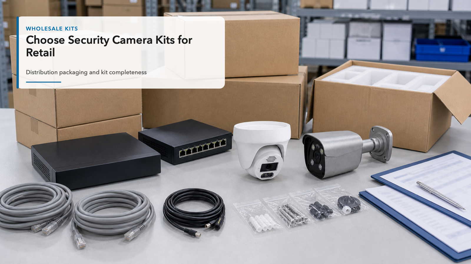 QuarkView wholesale security camera kit selection table for retail and distribution buyers