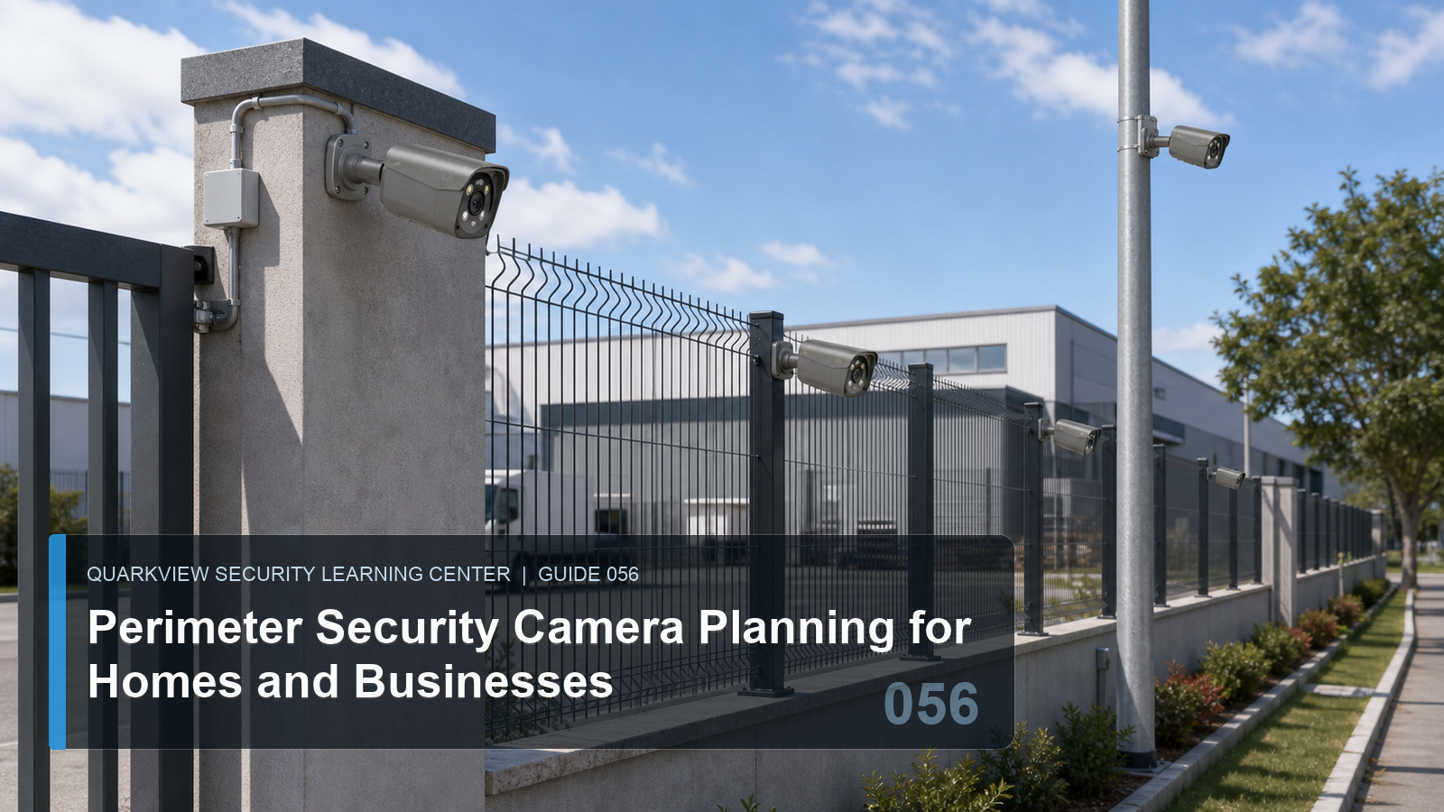 QuarkView perimeter security camera planning along fence line and business boundary