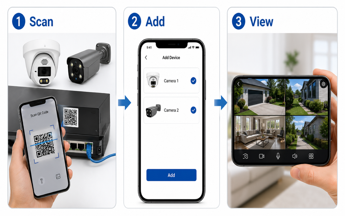 QuarkView remote viewing setup for NVR and IP security camera surveillance systems
