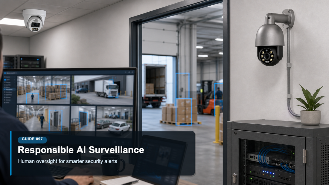 QuarkView responsible AI security camera use for business video analytics and human review workflows
