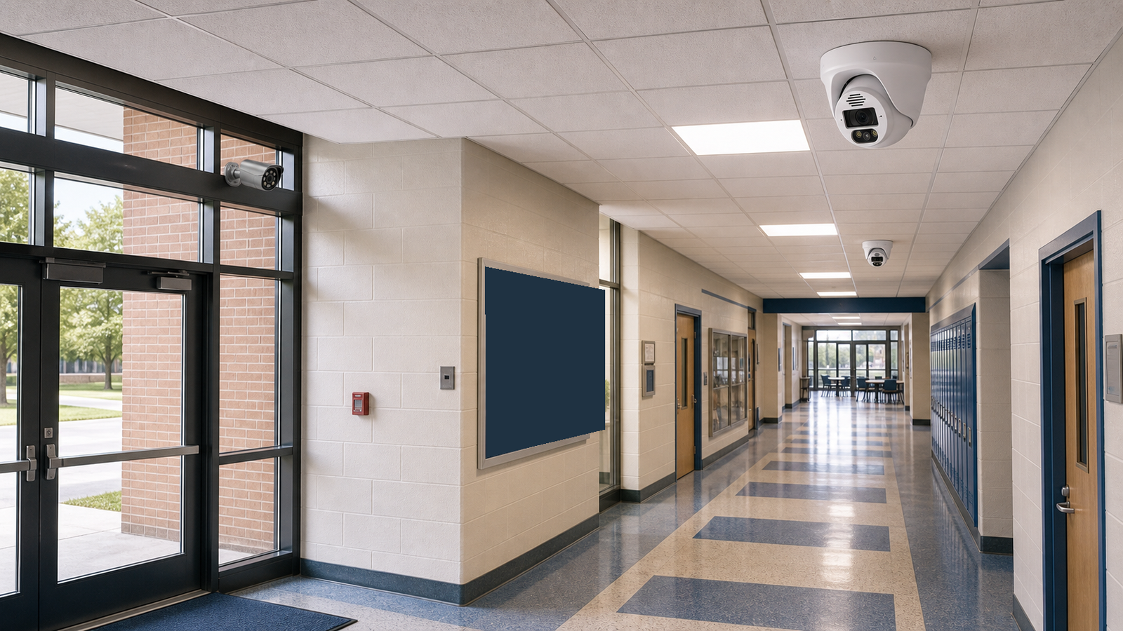 QuarkView school security camera surveillance planning for entrances, hallways, and campus safety