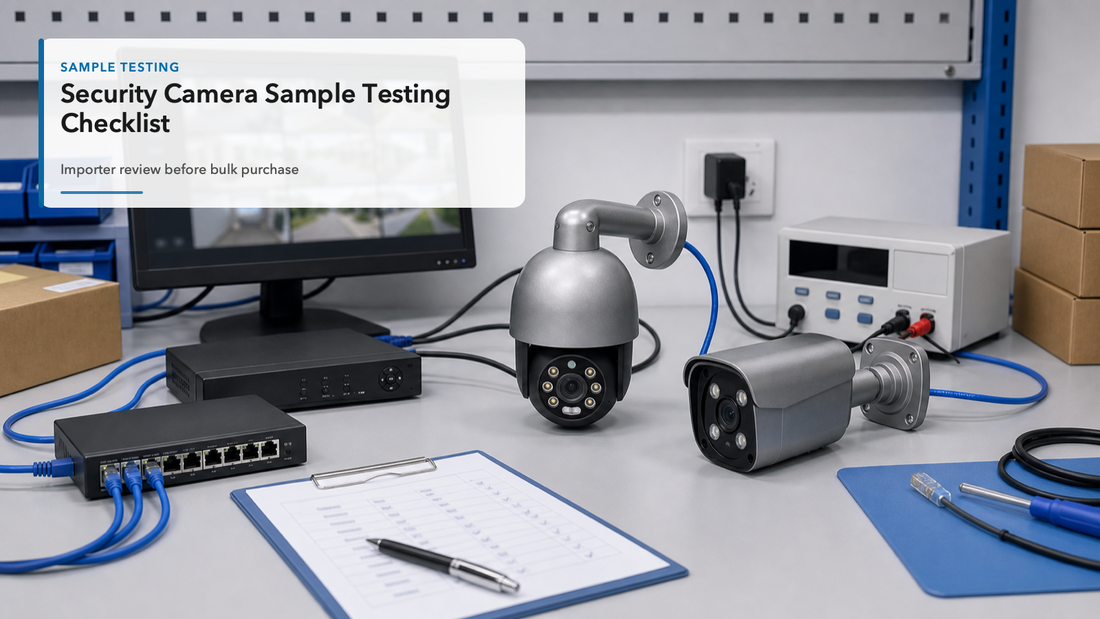 QuarkView security camera sample testing bench for importer evaluation before bulk purchase