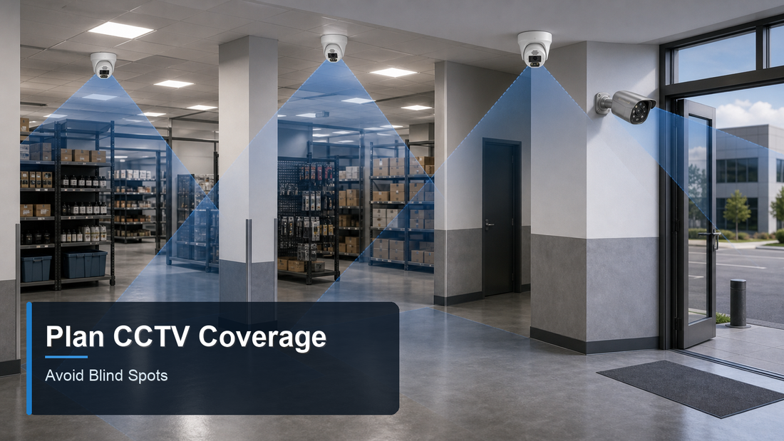 QuarkView CCTV blind spot planning with indoor camera coverage zones