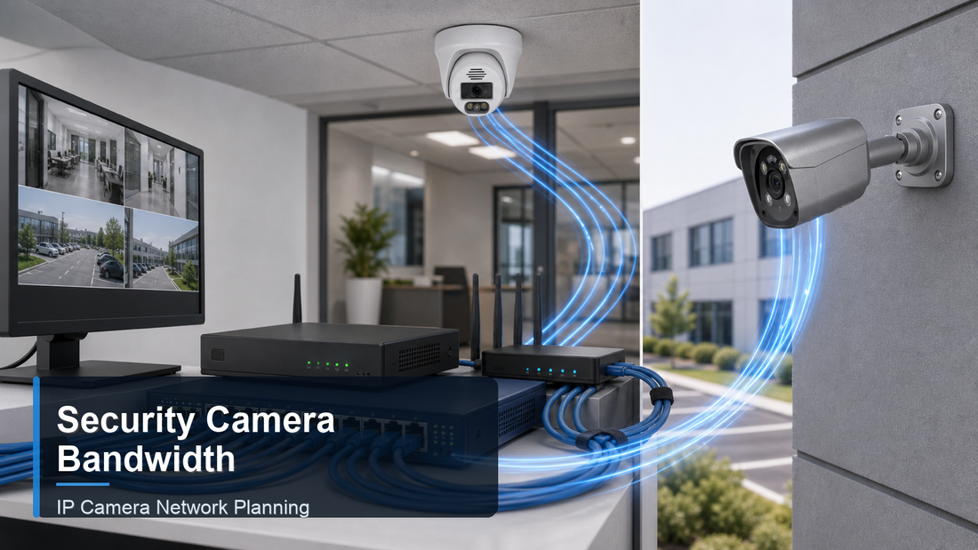QuarkView security camera bandwidth planning with PoE switch NVR and IP camera network