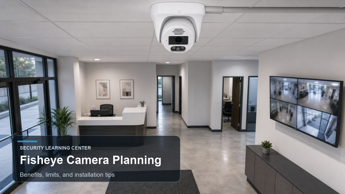QuarkView fisheye camera planning for office lobby and retail room surveillance