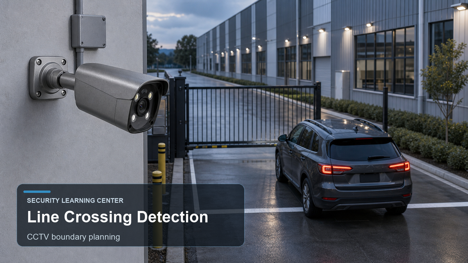 QuarkView line crossing detection camera watching a warehouse gate lane