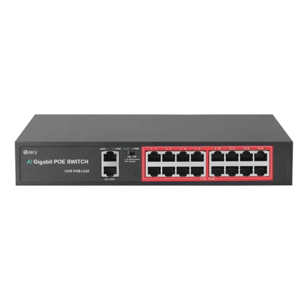PoE Switch with 16 PoE Ports + 2 Gigabit Uplink