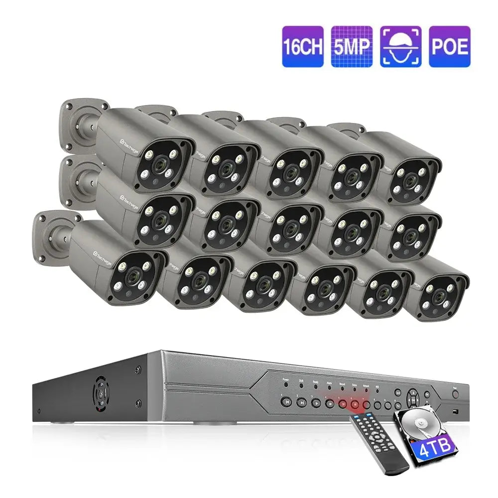 16CH Outdoor PoE AI Camera System with 5MP IP Camera