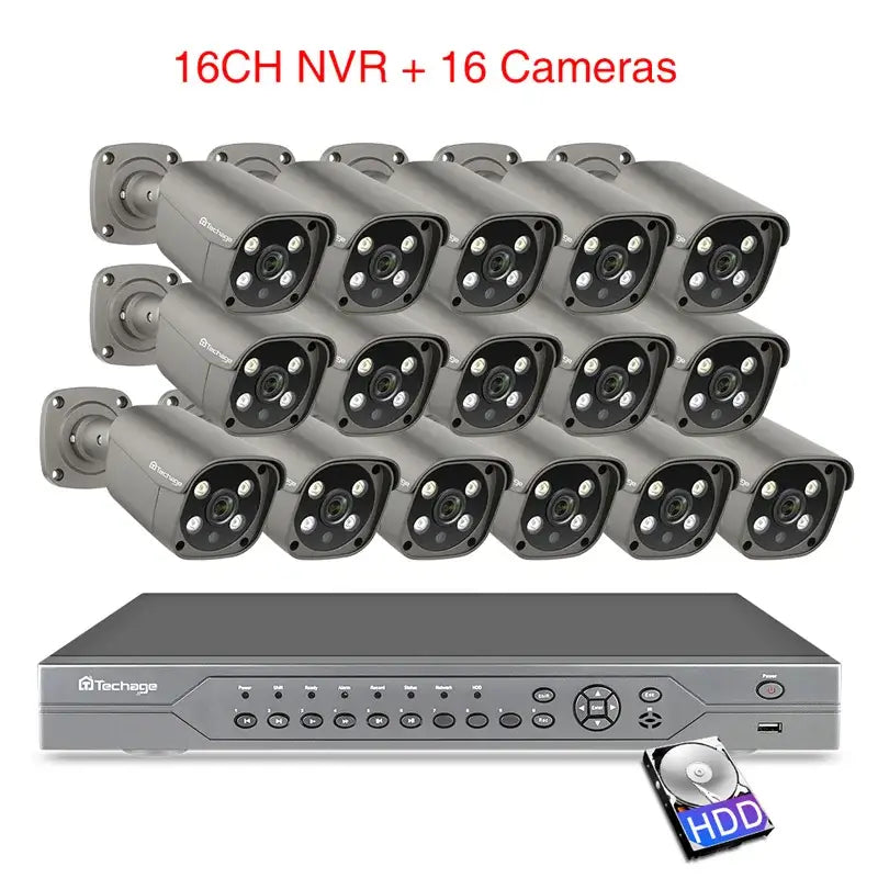 16CH Outdoor PoE AI Camera System with 5MP IP Camera