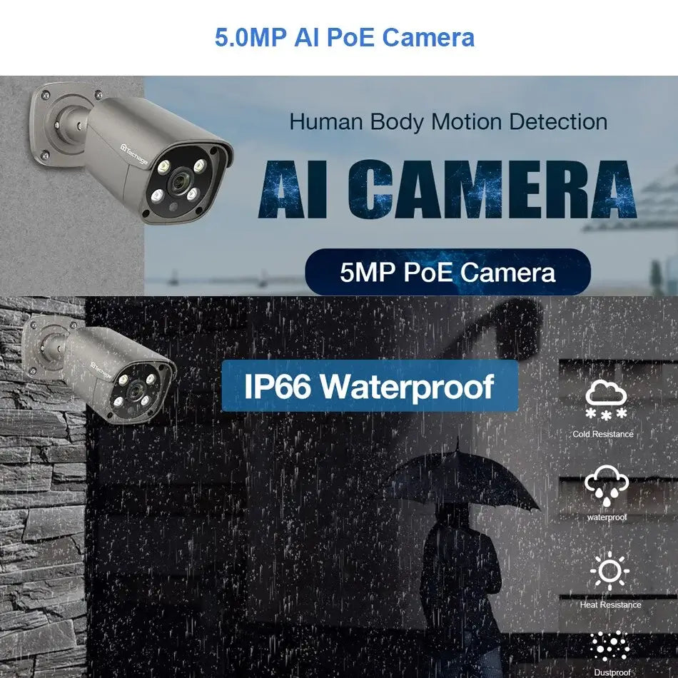 5MP PoE AI Security Camera IP66 Waterproof