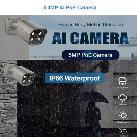 5MP PoE AI Security Camera IP66 Waterproof