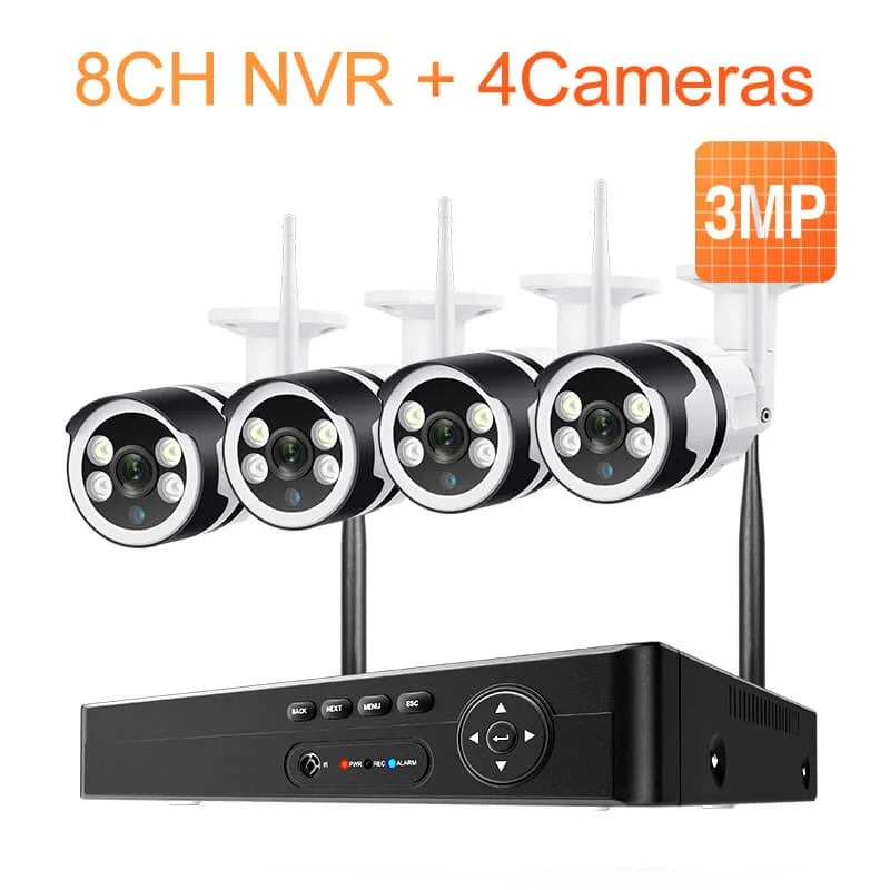 8CH 3MP Wireless Security Camera System for Outdoor / Indoor Use