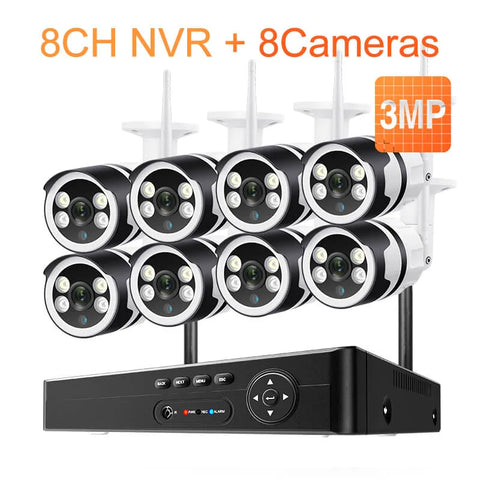 8CH 3MP Wireless Security Camera System for Outdoor / Indoor Use
