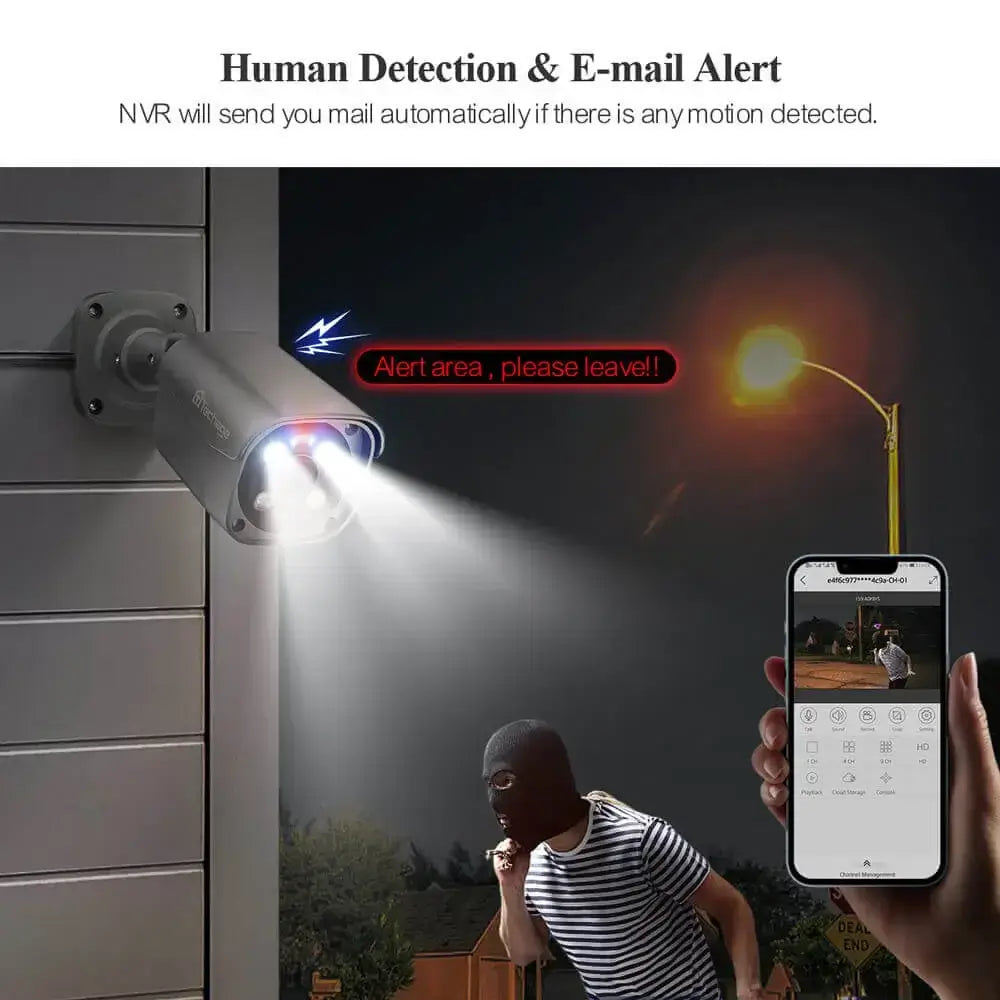 8MP PoE Outdoor Camera with Flashing Alarm Light - 8PCS