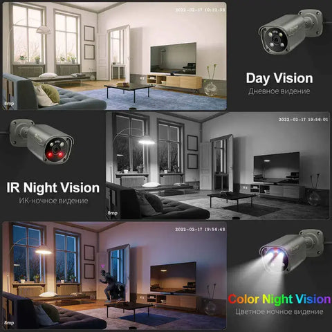 32CH PoE Camera System 8MP PoE Cameras Outdoor