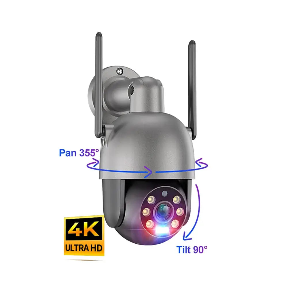 4MP 8MP PT WiFi Camera Gary with Motion Spotlight