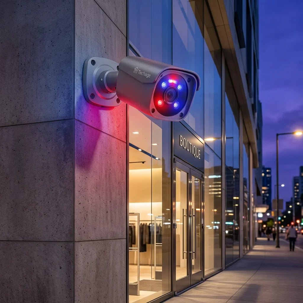 4K 16CH PoE Camera System with Red and Blue Alarm Light