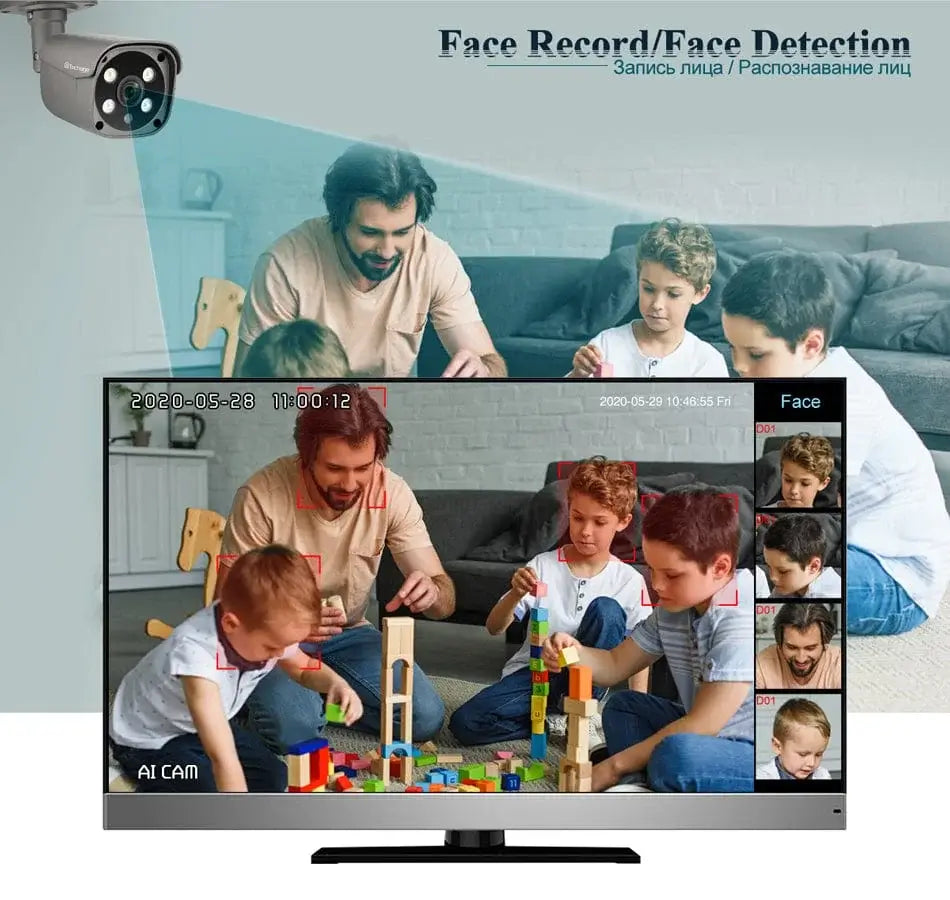 4K 8MP Security PoE IP Camera with Red and Blue Light