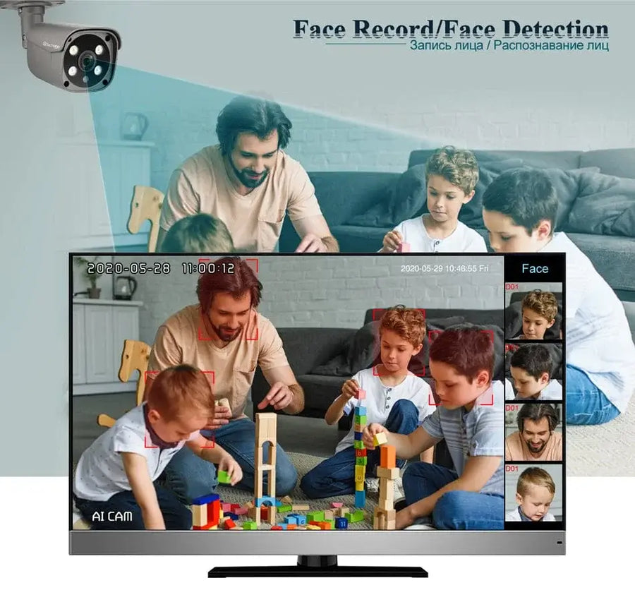 4K 8MP Security PoE IP Camera with Red and Blue Light