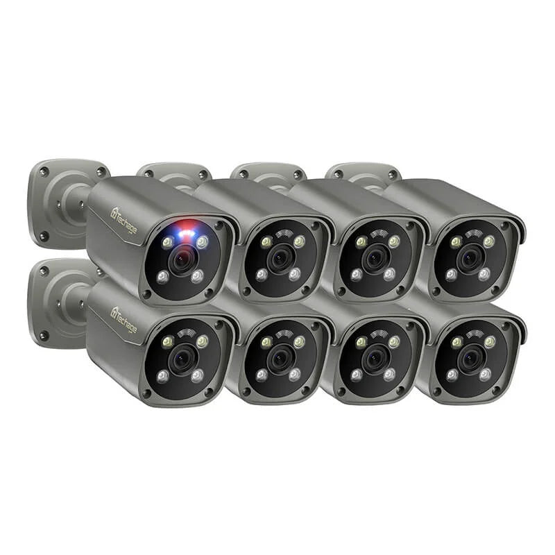 8MP PoE Outdoor Camera with Flashing Alarm Light - 8PCS