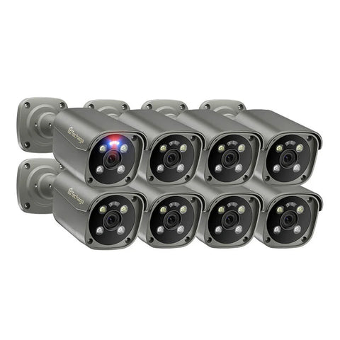 8MP PoE Outdoor Camera with Flashing Alarm Light - 8PCS